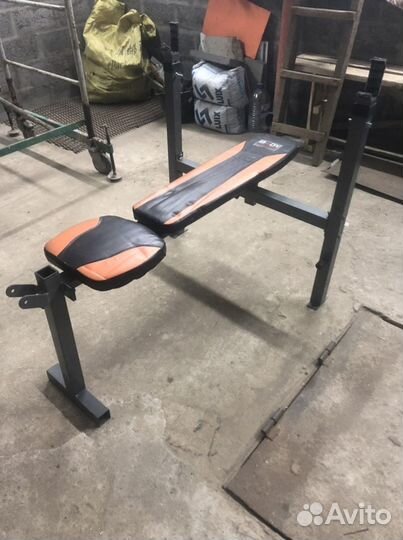 Стойка для штанги, скамья