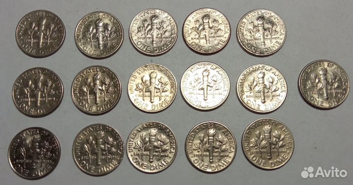 Разменные монеты США по 1 центу и 1 дайму