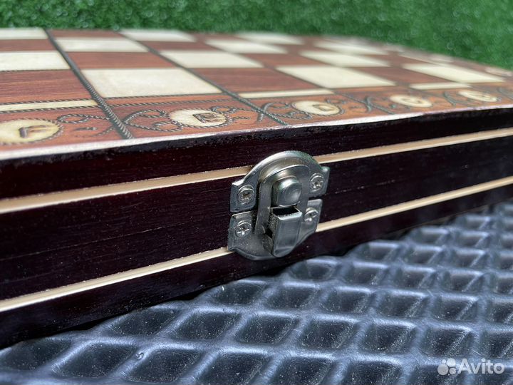 Шашки шахматы нарды деревянные с магнитом