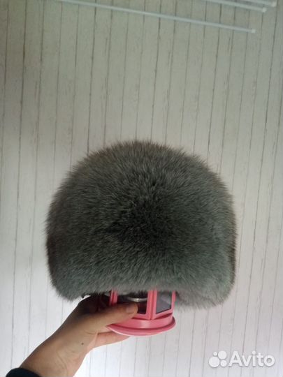 Зимняя шапка голубой песец