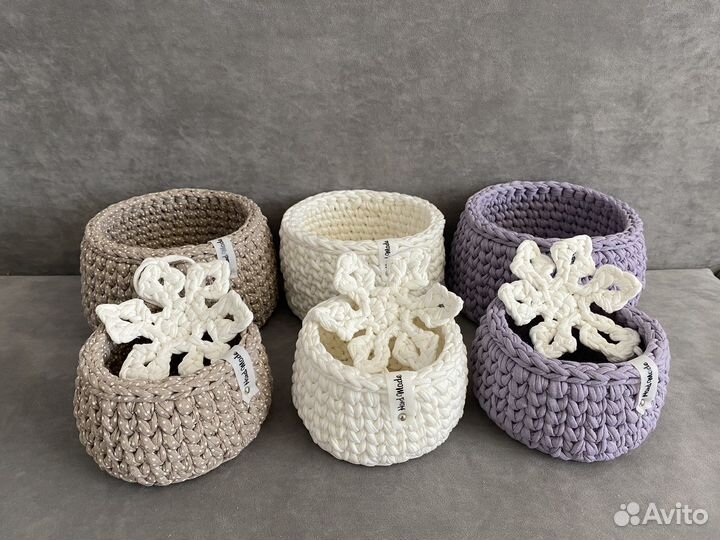 Интерьерная корзинка из трикотажной пряжи