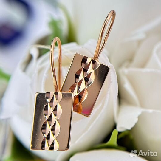 Золотые серьги пластины 585 золото новое