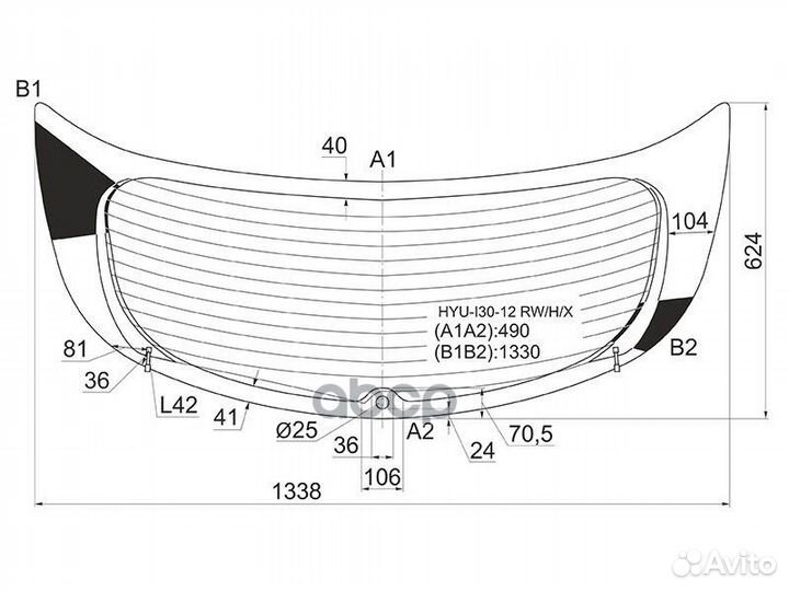 Стекло заднее с обогревом hyundai i30 5D HBK 12