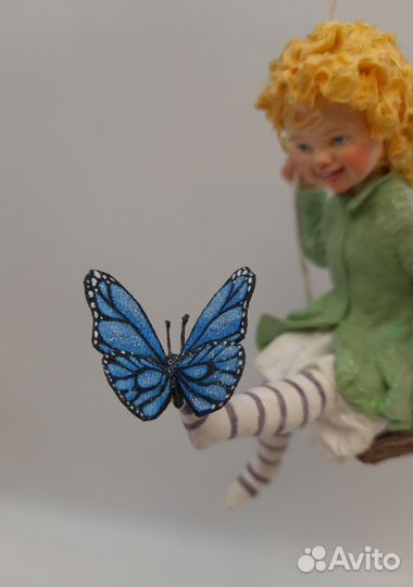 Ангелочек на качельке ватная игрушка