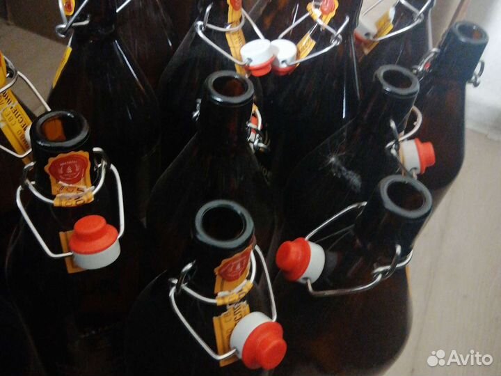 Стеклянная бутылка, бугель, 1л