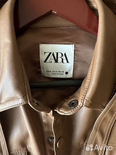 Zara кожаная рубашка М