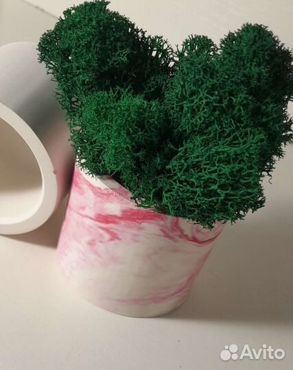 Гипсовый подсвечник / кашпо для мха, сухоцветов