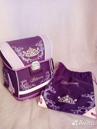 Ранец с мешком для обуви, для девочки