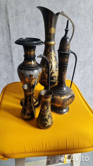 Набор рюмок вазы графины латунь индия