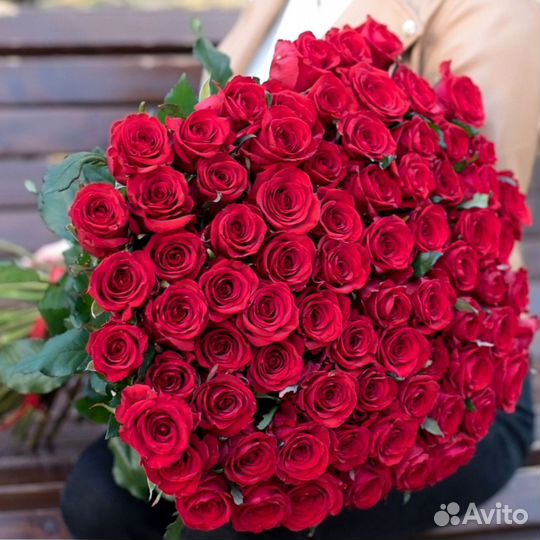 101 роза с доставкой, букет роз с доставкой