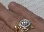 Мужской перстень печатка кольцо золото бриллианты