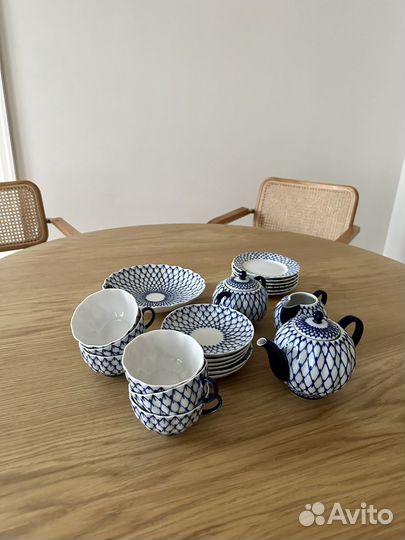 Чайный сервиз лфз кобальтовая сетка СССР винтаж