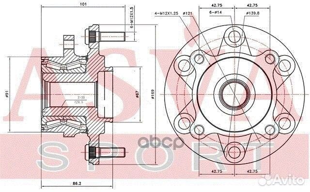 Ступица передняя mtwh-V97F asva