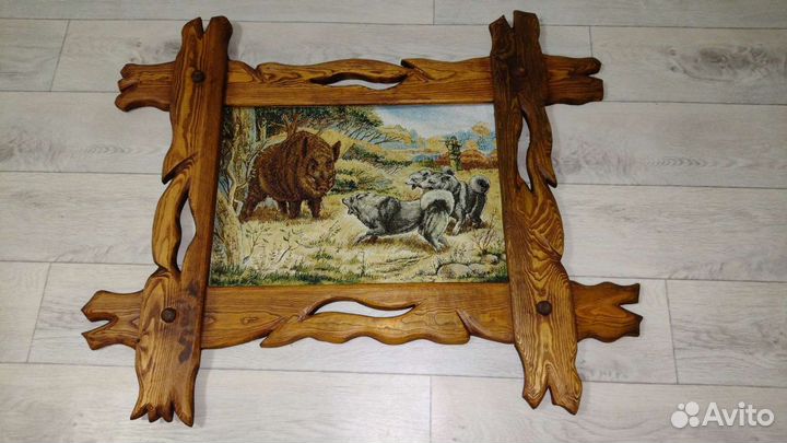 Картина гобелен из массива дерева