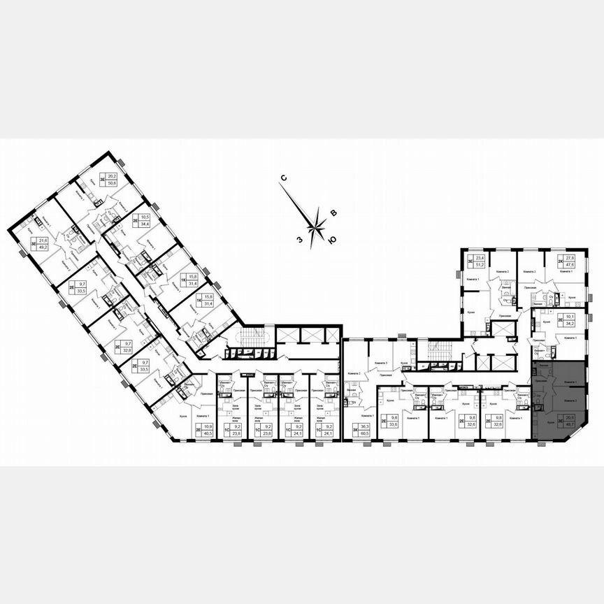 2-к. квартира, 48,7 м², 8/21 эт.
