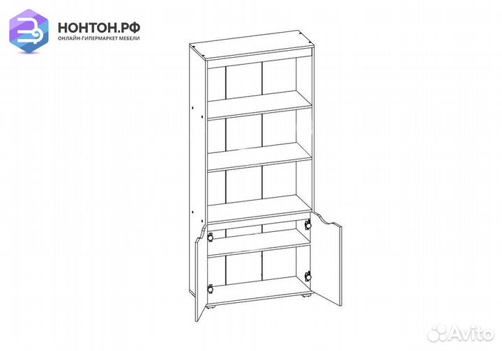 Стеллаж Неаполь с дверками графит / олива