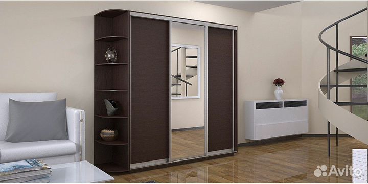 Шкаф купе с зеркалом дуб молочный