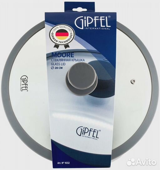 Крышка стеклянная Moore с силиконовым ободом, 28 с