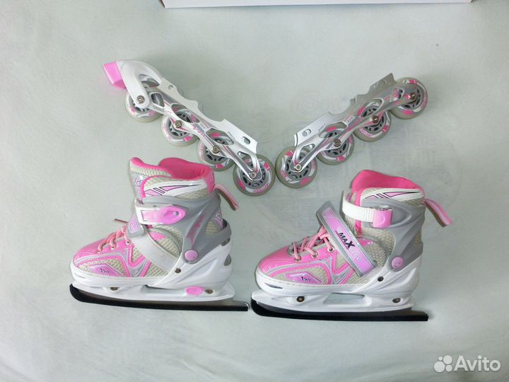 Детские Ролики-коньки 2в1, размер 31-34