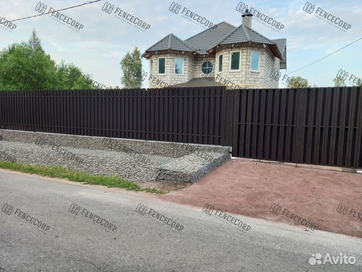 Забор штакетник 1.8 м. 0.45 мм. под ключ