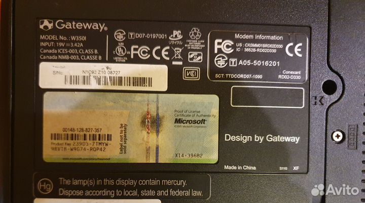 Ноутбук Gateway W350