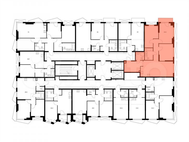 3-к. квартира, 84,6 м², 8/23 эт.