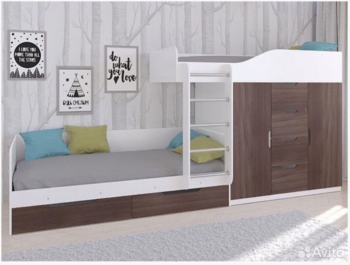 Кровать двухъярусная Астра 6 Белый/Дуб Шамони