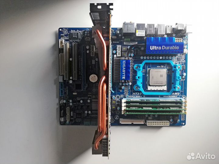 Мат. плата с процессором, памятью, видеокартой