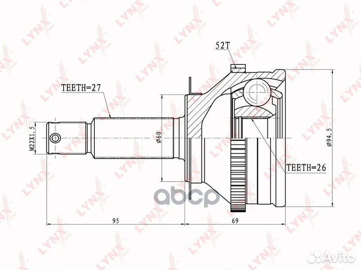 Шрус наружный lynxauto CO-3624A CO3624A lynxauto