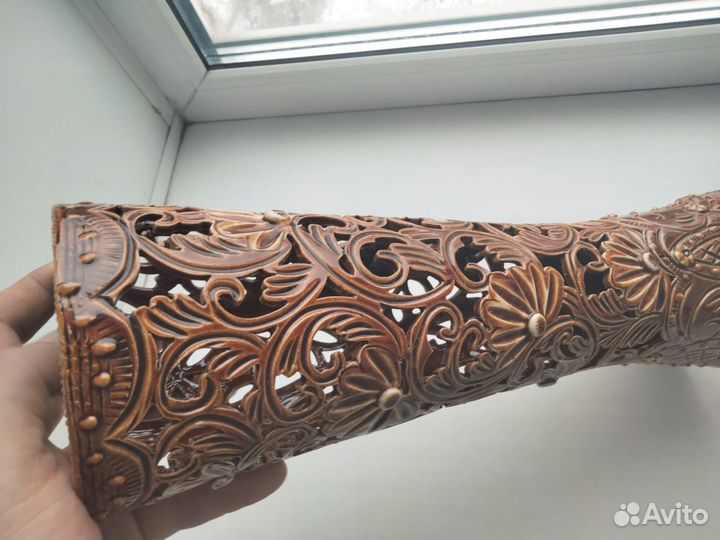 Высокая прорезная ваза,славянская керамика,красава