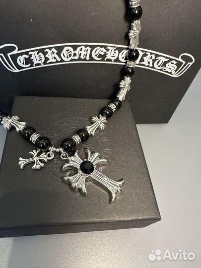 Цепь бусы подвеска крест chrome hearts