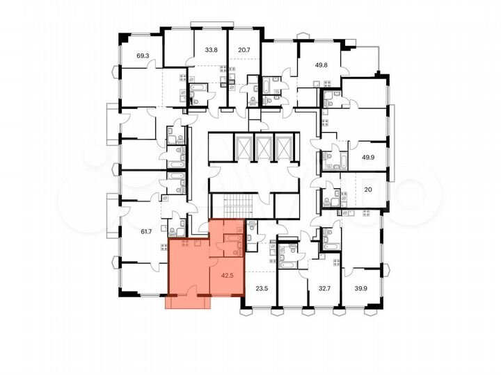 1-к. квартира, 42,5 м², 22/24 эт.