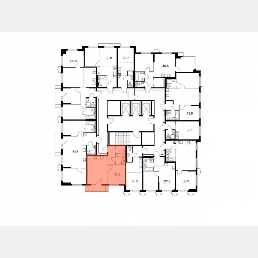 1-к. квартира, 42,5 м², 22/24 эт.