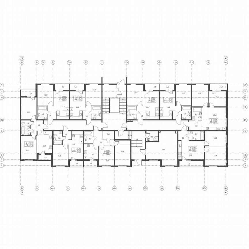 2-к. квартира, 54 м², 1/8 эт.