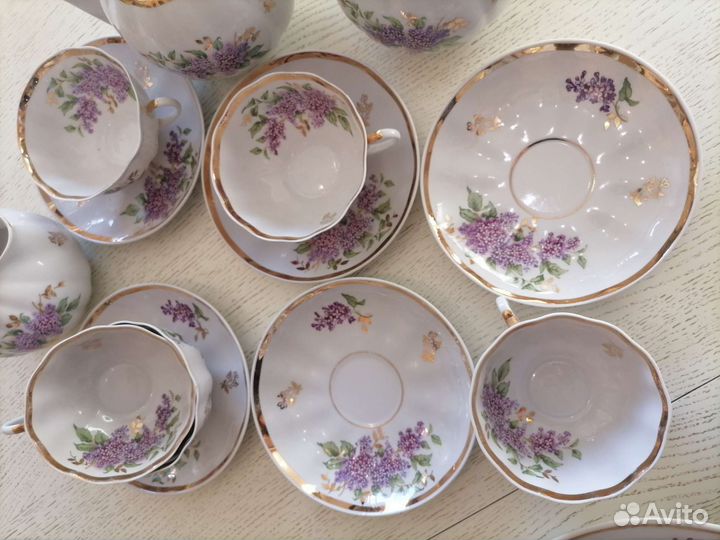 Чайный и столовый сервиз Сирень Дулево