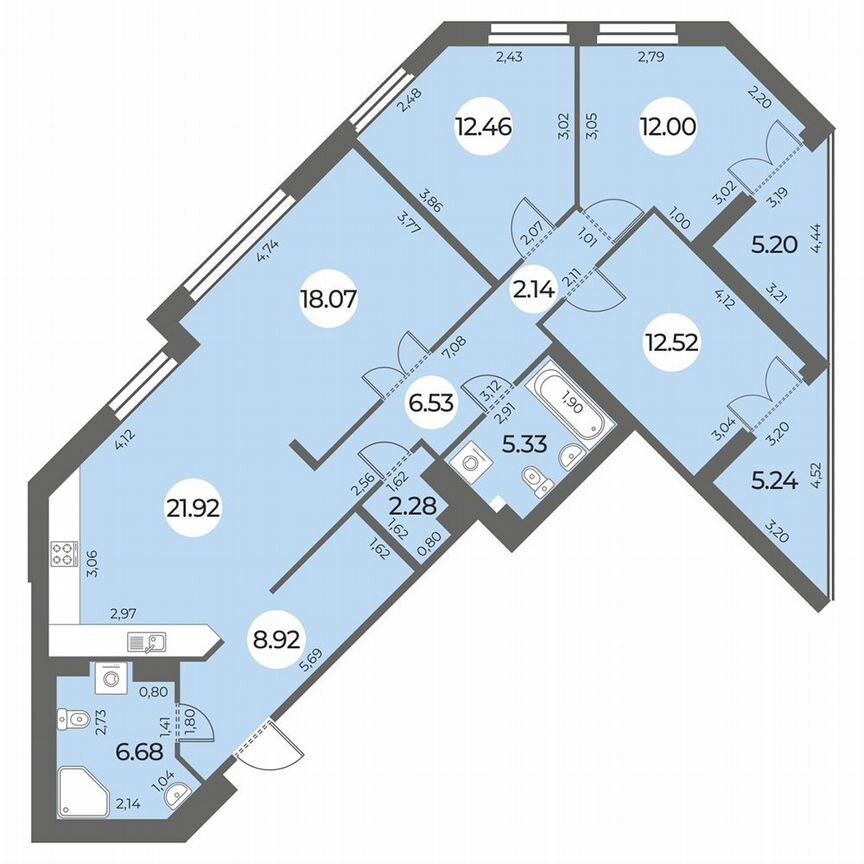 4-к. квартира, 114 м², 13/24 эт.