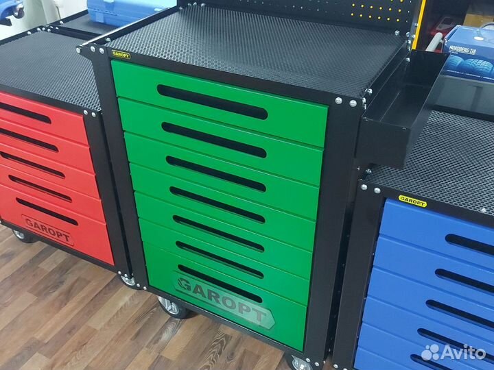 Тележка для инструмента 7 ящиков зелёная