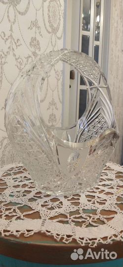 Корзина для фруктов, хрусталь, Богемия