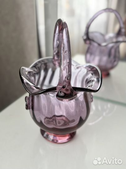 Конфетница цветное стекло