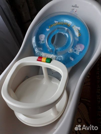 Ванночка для купания, горка, стульчик и круг