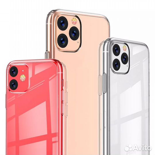 Силиконовый прозрачный чехол на iPhone 11, 12, 13