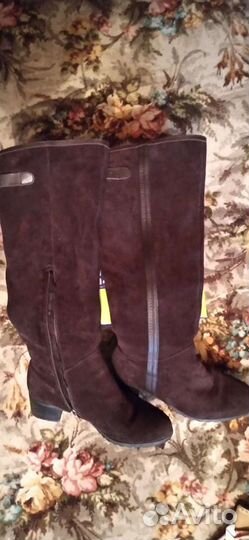 Сапоги ботфорты 38 размер натуральная замша натура