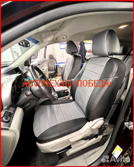 Чехлы Chevrolet Orlando из экокожи чёрно-серые