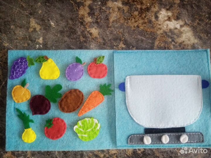 Развивающая книжка из фетра. Фрукты и овощи