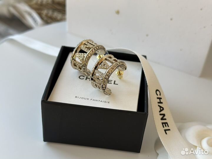 Серьги chanel оригинал новые комплект бутика