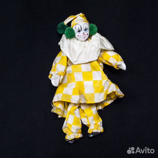 Кукла Арлекин в серебристо-золотистом, фарфор, Гер