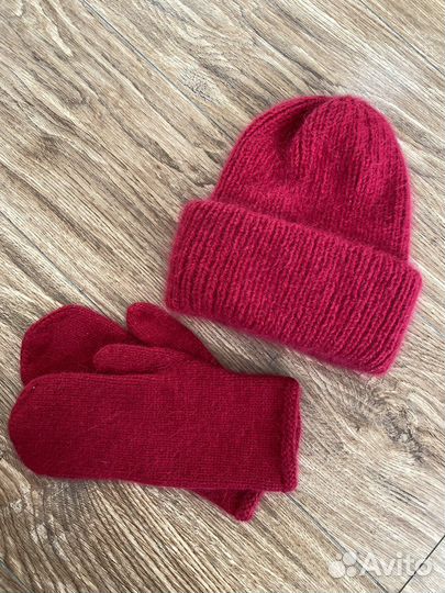 Комплект шапка и варежки из пуха норки