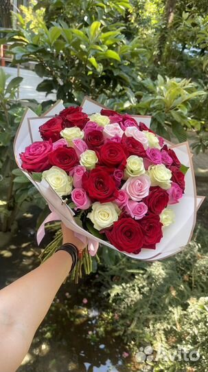 51 роза разноцветная