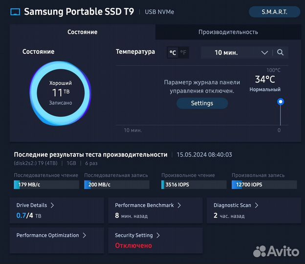 Внешний SSD Samsung T9 4Tb (USA)