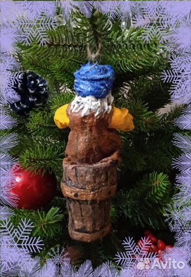 Новогодняя ёлочная ватная игрушка(Баба Яга 3шт.)